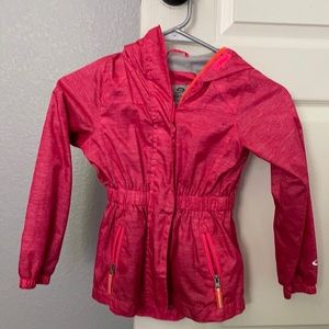 Champion, zip up jacket. Pink, orange. Size xs4-5